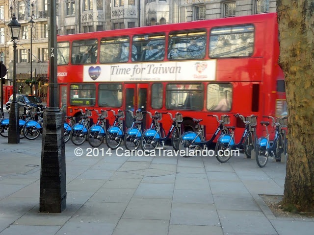 O sistema de compartilhamento de bicicletas em Londres - que reduz congestionamento do tráfego, ruído e poluição do ar. Bravo!